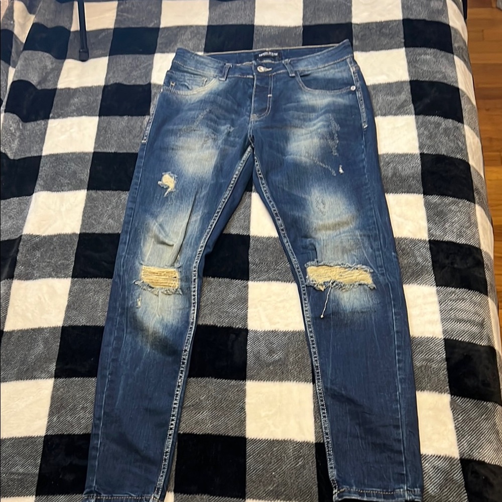 Denim House Denim Brand Distressed Blue Jeans W 31 L 32